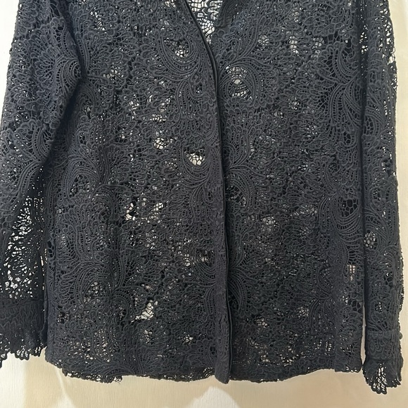 SOFT SURROUNDING LACE CROCHET TOP BLOUSE WOMEN SIZE S BLACK TWO PIECES - Picture 9 of 11